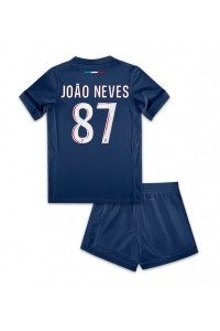 Fotbalové Dres Paris Saint-Germain Joao Neves #87 Dětské Domácí Oblečení 2024-25 Krátký Rukáv (+ trenýrky)